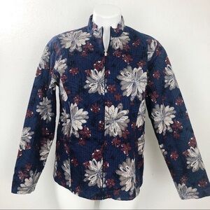 Coldwater Creek Reversible Blue Tan Wine Jacket Size P Med